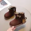 Botines para Niñas 2026 Otoño/Invierno Estilo Nuevo Botas de Algodón con Felpa Botas de Nieve para Bebé Estilo Coreano Moño Suela Suave Antideslizante Zapatos para Niños