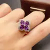 Anillo de Amatista Natural Transfronterizo Accesorios para Mujer Nicho Gama Alta Joyería de Plata 925 4*5 Moda Venta Directa de Fábrica