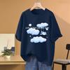 Camiseta de Manga Corta para Mujer con Diseño Azul Cielo Estilo Aurora, Nueva de Verano 2026, Holgada, Tallas Grandes, Top Versátil Ins