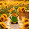 Nuevo producto transfronterizo: Figuras miniatura de girasol para jardín y patio, decoraciones para césped y exteriores, adornos de jardín enanos