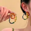 Pendientes Colgantes Redondos de Piedra Natural con Cuentas de Aguja Plateada de Dopamina Pendientes Pequeños Frescos Pendientes Sencillos Versátiles de Moda para Mujer