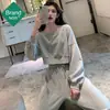 Comercio exterior Otoño Nuevo traje deportivo con cordón para mujer, top corto de manga larga, pantalones de cintura alta, conjunto casual de dos piezas, moda para mujer