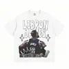 Stejwell James James Retro Americano Impressão por Injeção Direta Solta Ombro Caído Algodão Puro Manga Curta Camiseta Masculina