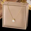 Acero Inoxidable con Recubrimiento al Vacío Sensación de Alta Gama Corazón Trébol de Cuatro Hojas Collar Temperamento Femenino Versátil Acero de Titanio Color Duradero Cadena para Clavícula