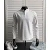 Camiseta de Manga Larga con Cuello Henry Empalmado para Hombre Primavera y Otoño Streetwear Versátil Gruesa Gama Alta Cleanfit Camisa Base