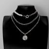 Joyería Transfronteriza Europea y Americana Moda Perla con Forma Mezcla y Combina Collar de Cadena de Tres Capas Hip Hop Colgante de Reina con Relieve de Rosa