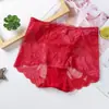Ropa interior sexy de encaje sin costuras de cintura media popular para tallas grandes de mujer, de algodón, transparente, bragas para mujer, comercio exterior