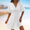 2026 Nuevo Artículo Popular de Amazon con Encaje de Seda de Hielo Patchwork Vestido de Playa Bikini Traje de Baño Cubre Traje