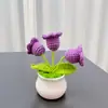 Planta de Lirio del Valle Tejida a Crochet Terminada, Ramo de Ganchillo de Hilo, Flores Artificiales Disponibles en Siete Colores, Sin Mantenimiento, Adorno de Crochet Transfronterizo