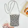 Bolsa de Mão Feminina Elegante com Pérolas Vazadas Estilo Coreano 2025 Nova Tendência de Verão Bolsa de Ombro Único Transversal Versátil Tendência