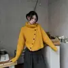 Suéter de Punto de Manga Larga de Cuello Alto de un Solo Botón Estilo Coreano para Mujer 2026 Otoño/Invierno Nuevo Top Perezoso de Moda de Alta Gama