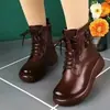 Botines de plataforma para mujer, nueva colección otoño/invierno 2026, piel suave, modernos, forrados de felpa para abrigar, tacón de cuña, casual, versátiles, botas Martin