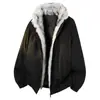 Chamarra Retro Americana Jk891 de Algodón con Cuello de Piel para Hombres y Mujeres, Nueva Marca de Moda Otoño e Invierno Parka Holgada con Capucha de Algodón