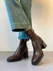 Botas finas superbonitas para mujer 2026 Otoño/Invierno Nuevas Botas Elásticas Tacón Grueso Botas Martin Plus Terciopelo Botines de Tacón Alto