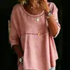 2026 Europeu e Americano transfronteiriço Amazon site independente moda casual primavera e outono vazado linho sintético gola redonda top camiseta