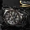 Reloj LIGE multifuncional de cuarzo impermeable para hombre, estilo de negocios, deportivo, casual, de moda, con correa de acero en color blanco plateado
