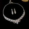 Juego de Joyería Transfronterizo Cadena de Garra de Diamante Completo Moda Simple Accesorios de Alta Gama Aretes Aretes Collar Accesorios para Mujer Venta al por Mayor
