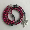 Collar Retro Religioso Personalizado No Magnético Transfronterizo Europeo y Americano Colgante de Piedra Natural con Cuentas Hecho a Mano Rosario