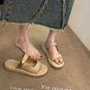 2024 Nuevo Verano Popular en Internet Super Popular Nicho Sandalias y Pantuflas de Gama Alta para Mujer Ropa Exterior Moda Suela Gruesa Todo Combinable Vestido