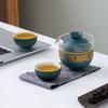 Juego de Té Cerámico Portátil para Viaje Estilo Antiguo para Exteriores Transfronterizo, Una Tetera y Tres Tazas, Regalos para Empresas, Logo Personalizable