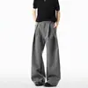 Pantalones plisados de corte A, tridimensionales, estilo americano, nueva colección de otoño, unisex, pantalones largos casuales de pierna ancha con efecto adelgazante