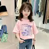 Camiseta de Verano de Algodón Puro para Niñas, Estilo Nuevo 2026, Manga Corta, Diseño Único, Dulce y Holgada, Top Versátil para Niños Mayores