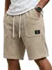 2026 Novos Shorts de Praia Estilo Europeu e Americano para Homens, Corte Solto com Cordão Elástico, Shorts de Cinco Pontos com Etiqueta e Múltiplos Bolsos
