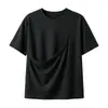 Camiseta de Manga Corta con Bolsillo Grande, Corte Holgado, Top Casual de Hombro Caído para Verano, Puede Guardar Artículos para Mascotas y Teléfono, Versátil y Moderno