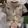 Camiseta de moda de verano para hombre, personalidad, tie-dye con salpicaduras de pintura, cuello redondo, para hombres jóvenes, elegante y versátil, camiseta simple y cómoda