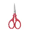 Tijeras para Cortar Vello Nasal Retro Xiaofeng Personalizadas con Cabeza Redonda, Hilo de Pescar, Bordado Floral de Acero Inoxidable, Tijeras para Bolsitas de Té en Relieve