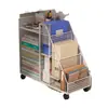 Estante de armazenamento para livros sob a mesa, caixa de armazenamento de livros de chão, carrinho móvel com rodas, estante simples para livros ilustrados infantis