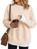 Otoño/Invierno 2026 Nueva Sudadera con Bloques de Color y Cuello Redondo para Mujer, de Manga Larga, Holgada, Pulóver de Otoño, Transfronteriza Europea y Americana, Amazon