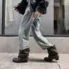 Botas apiladas de punta con hebilla estilo coreano para otoño e invierno 2026, botas vaqueras para mujer, botines de tacón grueso de moda para ir al trabajo