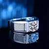 Anel Masculino de Luxo Anel de Prata Esterlina S925 Moissanita Um Quilate Venda Direta da Fábrica de Moissanita Anel Dominador Anel