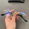 Montura de Gafas Redonda Perforada Sin Aro Estilo Retro Príncipe para Hombres y Mujeres, Gafas Graduadas Ultraligeras, Gafas Sin Graduación