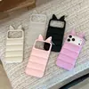 Capa de celular acolchoada de cor sólida estilo coreano com orelhas de gato, adequada para Apple 17 Pro Max, iPhone 16, fofo 15, fofo 14