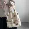 Bolsa de lona verde Mori, grande capacidade, estilo preguiçoso, para carregar folhas, estilo coreano simples, bolsa de livros para estudantes