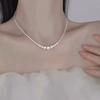 Nuevo Collar Popular de Perlas Plateadas Rotas Simple Estilo Francés Suave Dulce Lujo Accesible de Alta Gama Joyería de Nicho