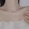 Nuevo Collar de Perlas Plateadas Rotas Simple Estilo Francés Ins Suave y Dulce Lujo Accesible de Alta Gama Joyería Versátil de Nicho para Mujer