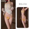 Lencería Sexy, Pijamas, Tentación de Cuerpo Mojado, Bikini, Blusa Transparente de Tres Puntos, Apasionado Traje de Cama Sin Quitar, Deseo Puro