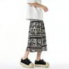 Verão 2025 Novo Cruzamento Masculino Estilo Chinês Casual Calça de Praia Retro Tamanho Grande Moda Estampada Calça Capri Masculina