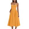 Falda de Verano Transfronteriza Amazon Nueva Falda Larga Retro Francesa Estilo Corte Ropa Dopamina con Vestido con Tirantes