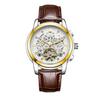 AOKULASIC/Aogulas Reloj Mecánico Automático para Hombre con Pedrería Hueco Doble Calendario Multifuncional Correa de Acero