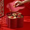 Plato de frutas boda lujo ligero dorado plato de frutas secas Año Nuevo boda rojo festivo con tapa plato para nueces, bocadillos, dulces al por mayor