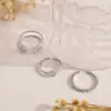 Set de Anillos de Lujo con Pedrería Multiestilo en Color Acero, Diseño Único para Mujer, Anillo Moderno Ajustable y Apilable para el Trayecto Diario