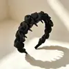 Faixa de Cabelo Plissada Serrilhada com Bolinhas Estilo Coreano Faixa de Cabelo de Tecido Retro de Apertar para Mulheres Acessórios Antiderrapantes para Estilização de Cabelos em Estoque