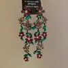 Brincos Pingente Borla Flor e Folha Cravejados com Diamantes Super Brilhantes Agulha de Prata, Brincos Estilo Palácio Vintage, Brincos de Luxo Leve de Alta Qualidade