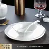 Vajilla de Hotel Porcelana de Hueso Blanca Pura Plato de Hueso Tazón Alado Taza de Té Platillo de Té Portapalillos Alfombrilla para Platos Club Vajilla