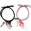 Corda de cabelo feminina Shake Tone Mesmo estilo Desenho animado Casal Melhores amigos Chupando Pequeno tendão de borracha Corda de mão Pulseira magnética Par de Kulomi