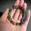 Pulsera de Abalorios Redondos de Calcedonia Apatita de Color Flor Flotante Imitación Hielo Transparente 12 mm Joyería Accesorios de Cuarzo Pulsera Abalorios Mayoreo